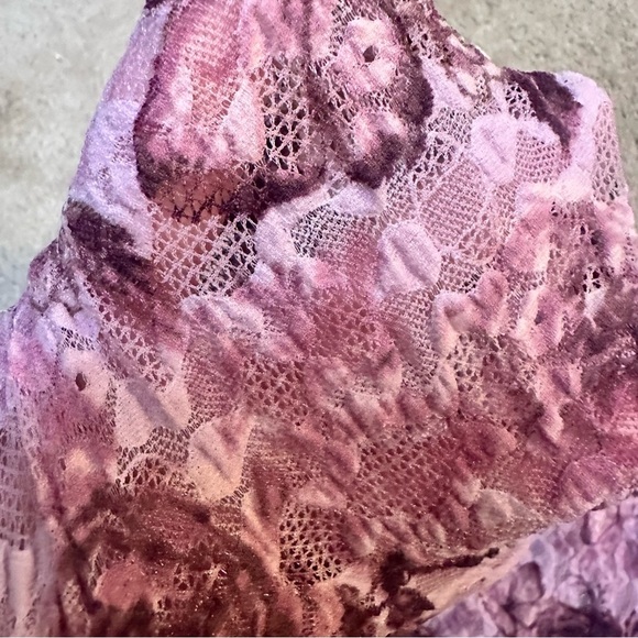 Vintage Y2K Self Esteem Longline Slim Fit Purple Mesh Butterfly Floral Top Small - Picture 4 of 8